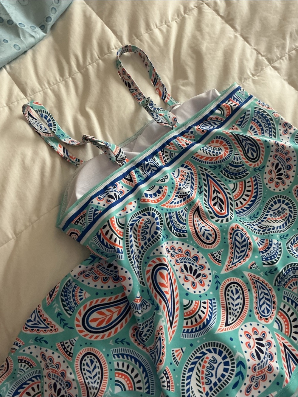 Turquoise Paisley Two-Piece Swim Set - Picture 10 of 15